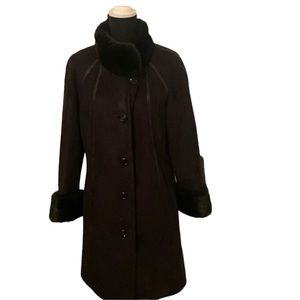 Clearance Black long Gallery winter coat faux suede